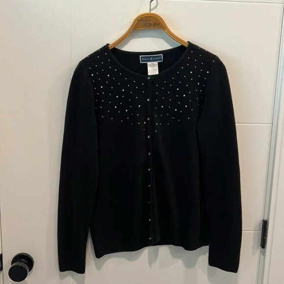 🚩 Karen Scott black button up sweater size small - Picture 6 of 8